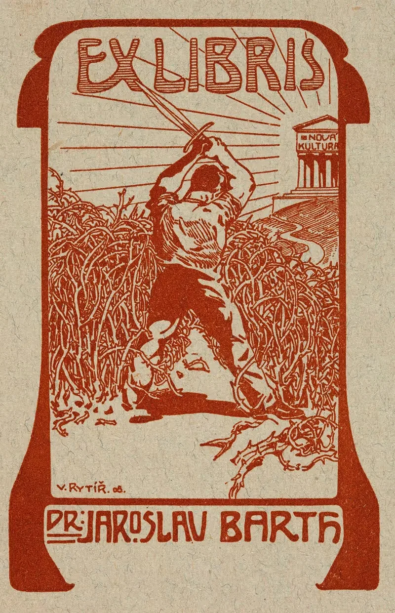 Bookplate of Dr. Jaroslav Barth — Vaclav Rytiř