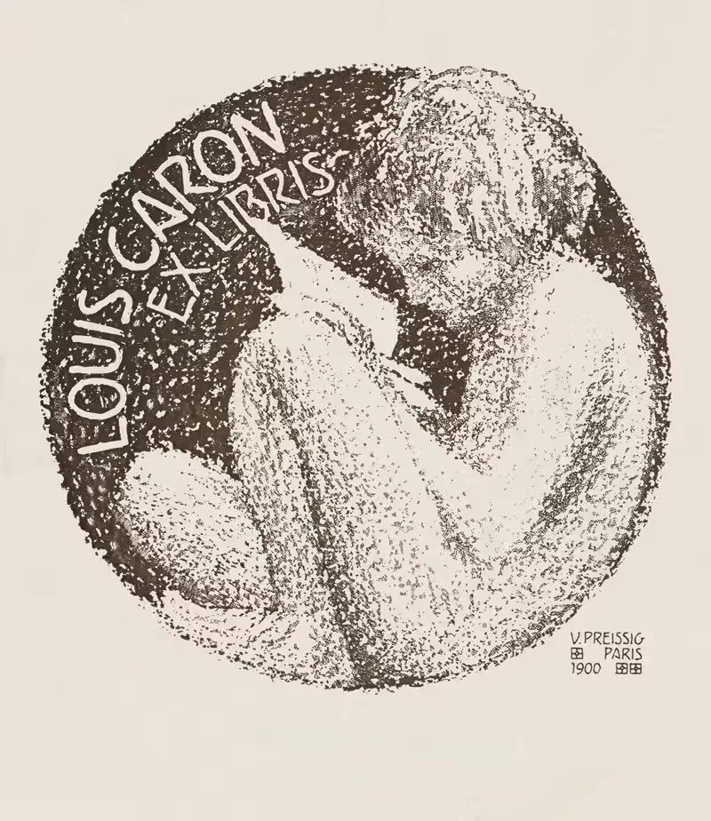 Bookplate of Louis Caron — Vojtech Preissig