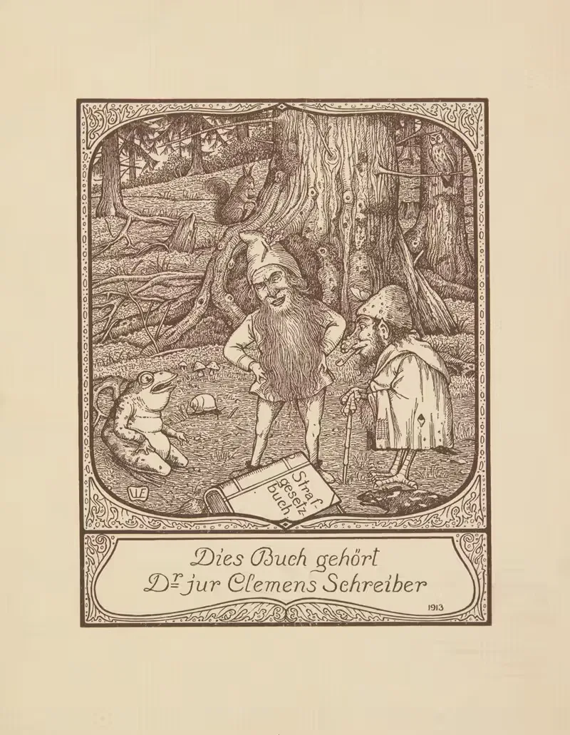 Доктор Клеменс Шрайбер – экслибрис by Вильгельм Эрингхаузен, 1913 — digital art print download