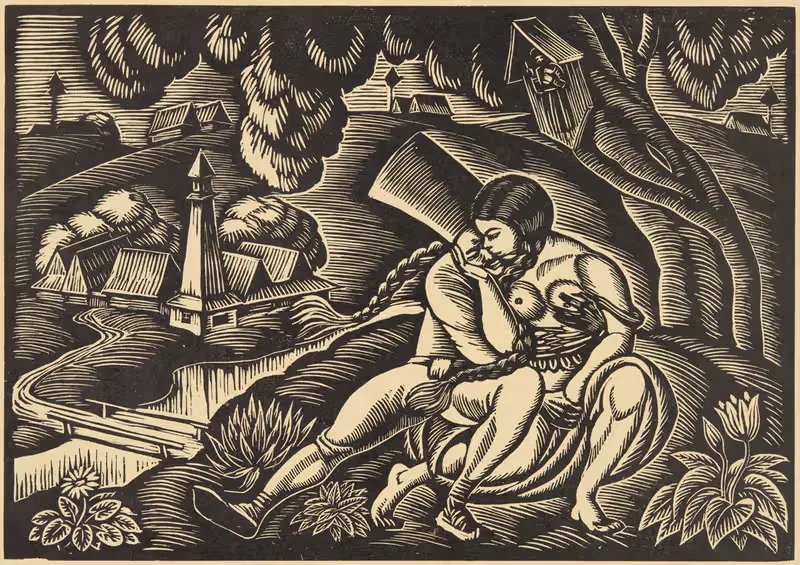 Zaloty by Władysław Skoczylas, 1916-1921 — digital art print download