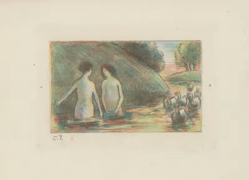 Baigneuses gardeuses d'oies by Camille Pissarro — digital art print download