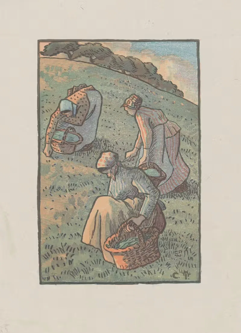Femmes cueillant de l'herbe — Camille Pissarro