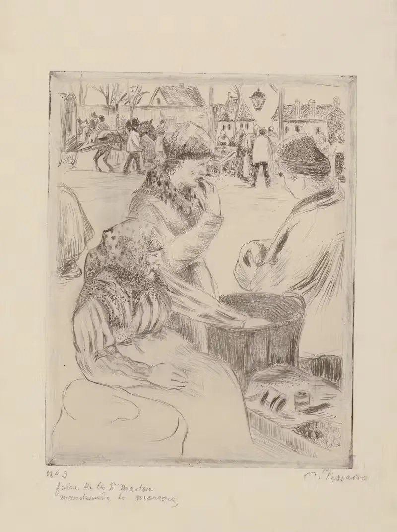 Foire de la Saint-Martin, marchande de marrons — Camille Pissarro