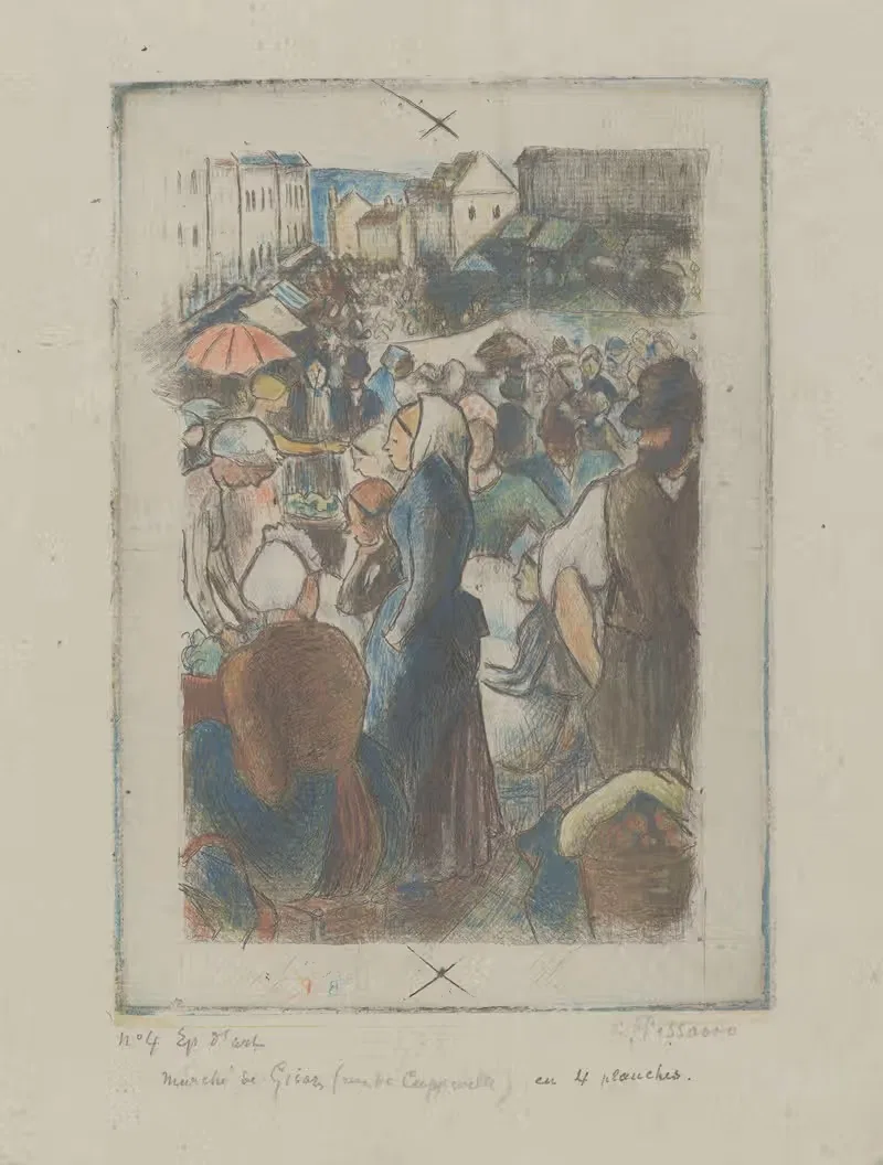 Рынок в Жизоре (улица Каппевиль) by Камиль Писсарро, 1894 — digital art print download