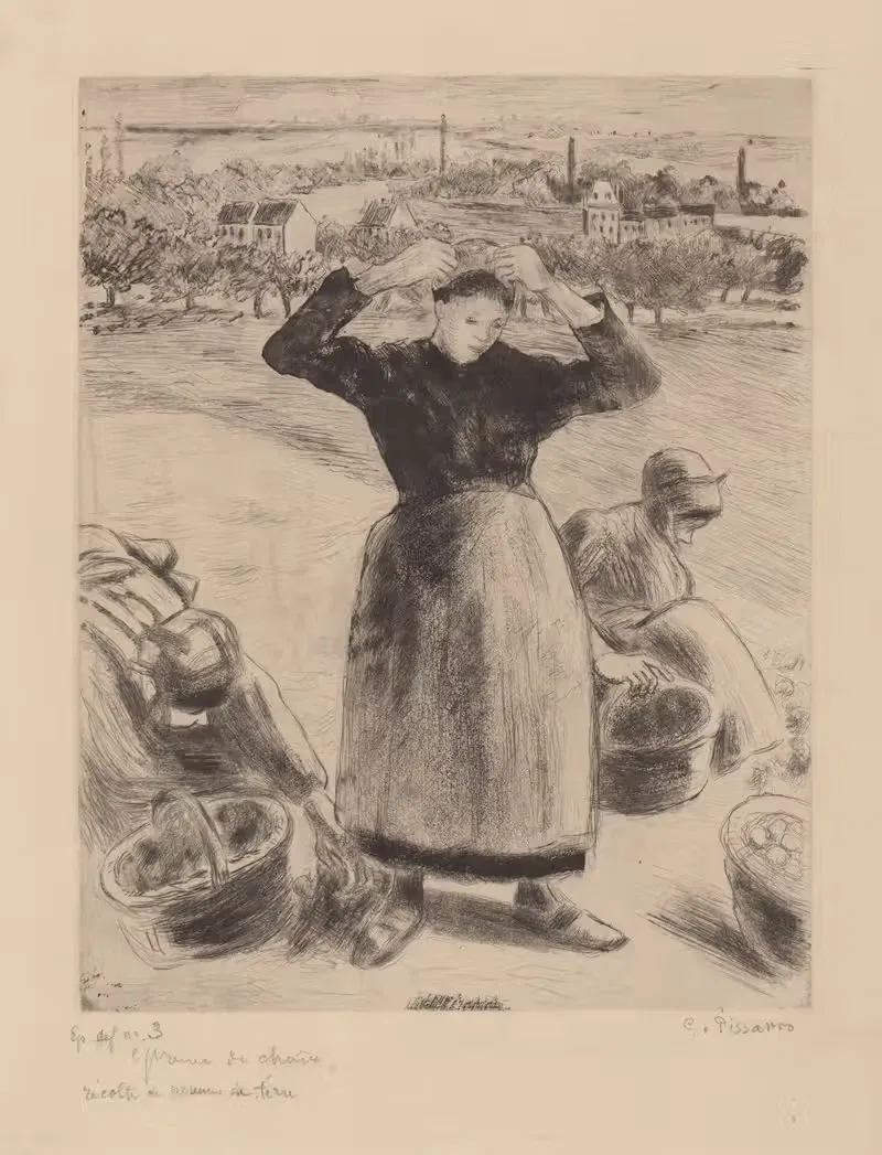 Уборка картофеля by Камиль Писсарро, 1886 — digital art print download