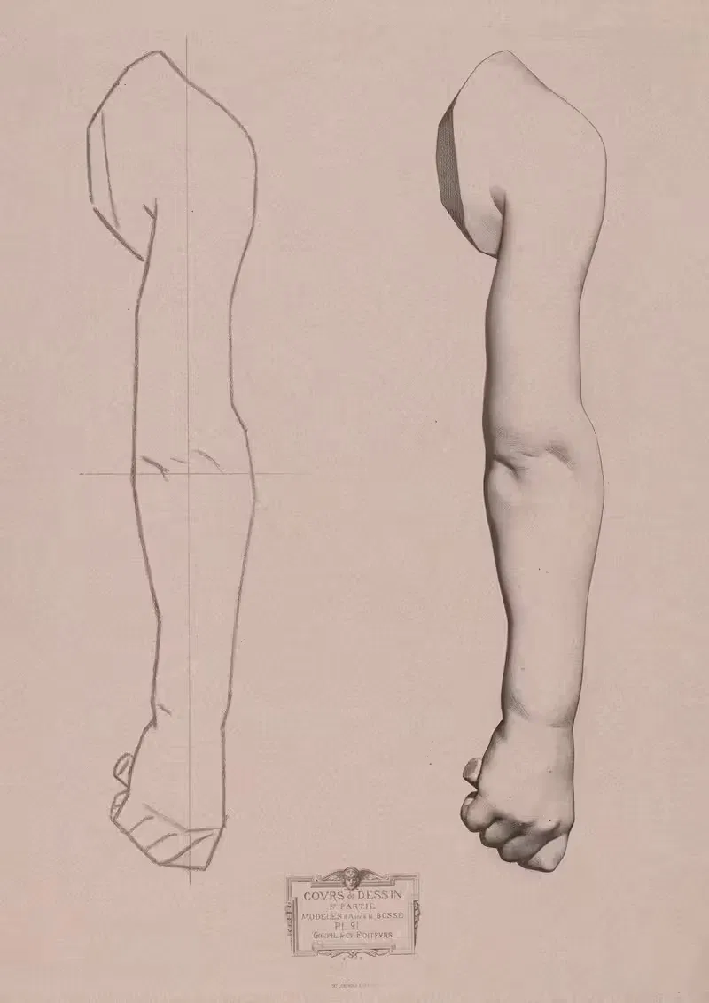 Cours de dessin Pl.22 by Charles Bargue, 1867 — digital art print download