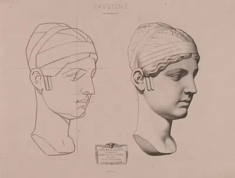 Cours de dessin Pl.46 by Charles Bargue, 1867 — digital art print download