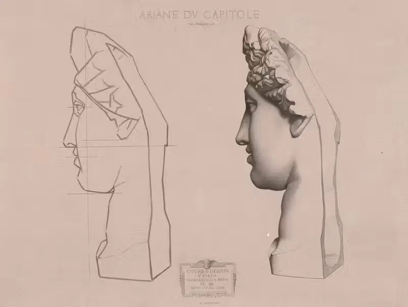 Cours de dessin Pl.47 by Charles Bargue, 1867 — digital art print download