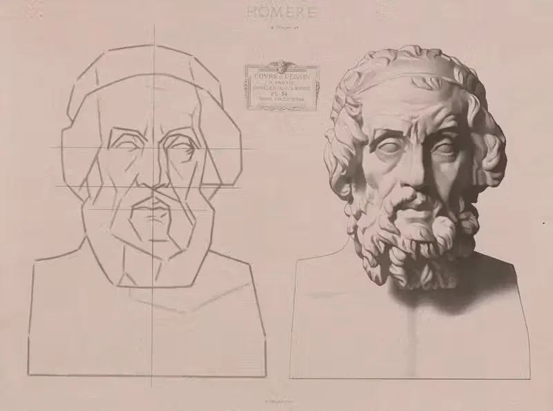 Cours de dessin Pl.57 by Charles Bargue, 1867 — digital art print download