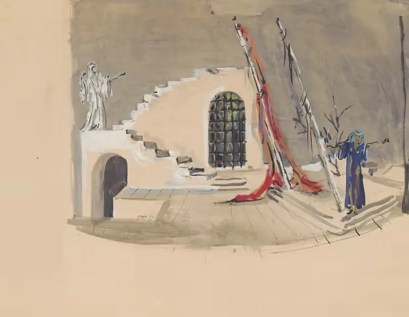 Sodome et Gomorrhe – maquette de décor – structure avec escalier, acte 2 — Christian Bérard