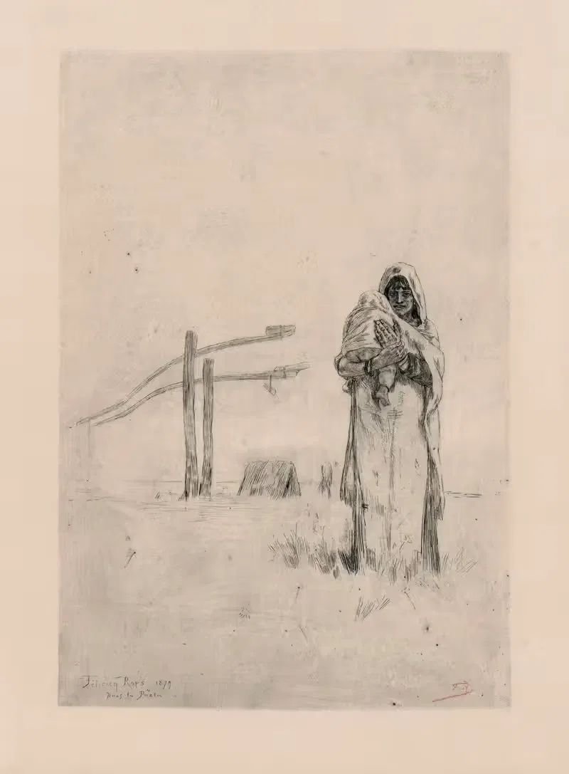 На Пюзте by Феликс Ропс, 1879 — digital art print download