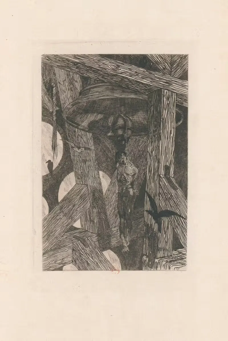 Повешенный на колоколе by Феликс Ропс, 1869 — digital art print download