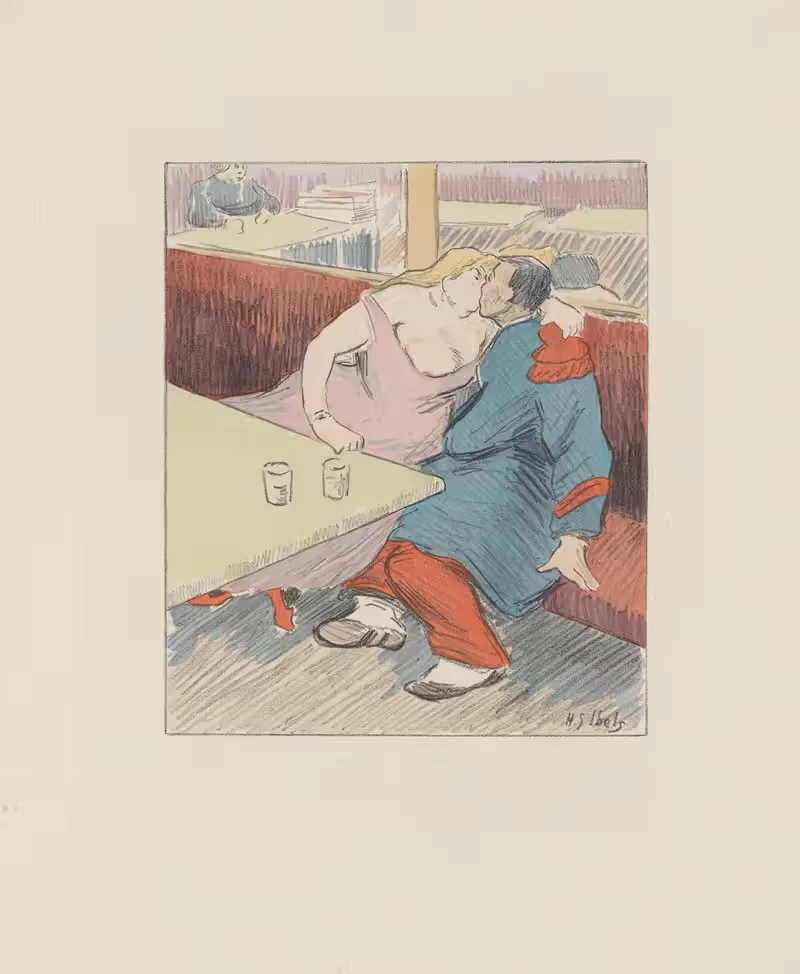 В бистро, пара целуется by Анри-Габриэль Ибель, 1895 — digital art print download