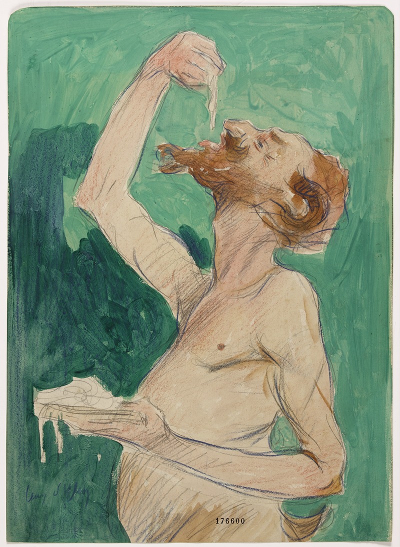 Faune mangeant des spaghettis by Jean d'Ylen, 1920 — digital art print download
