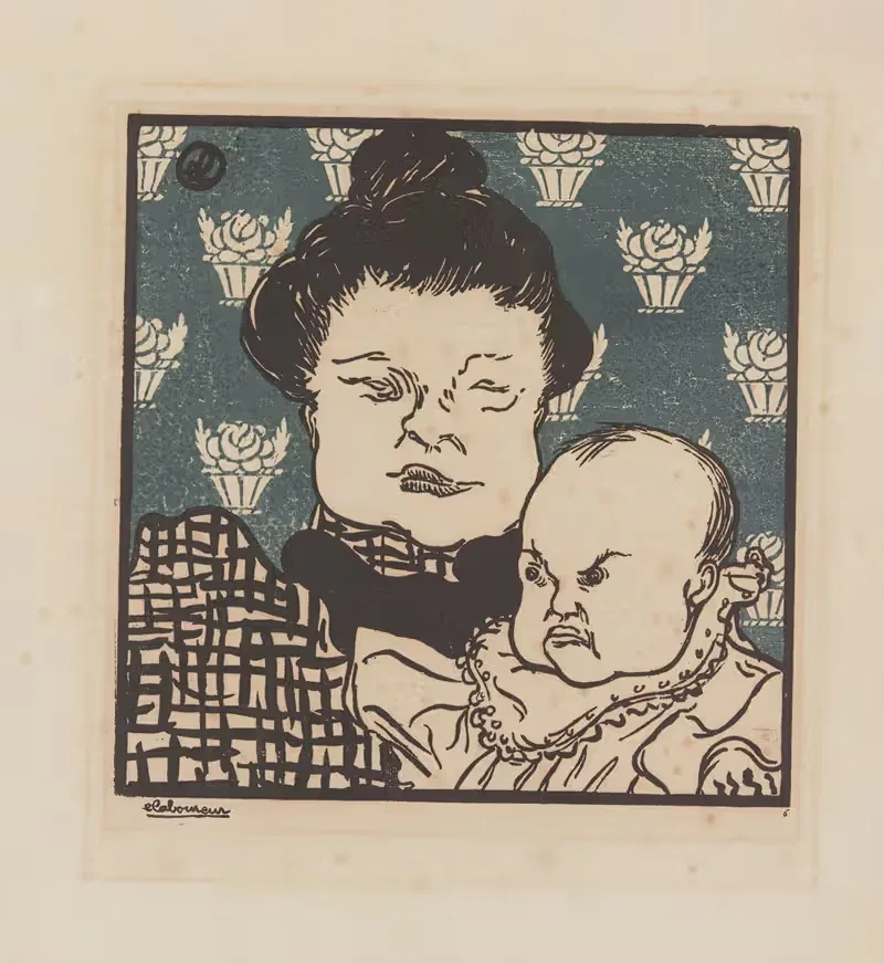 Jeune enfant et sa bonne — Jean-Émile Laboureur