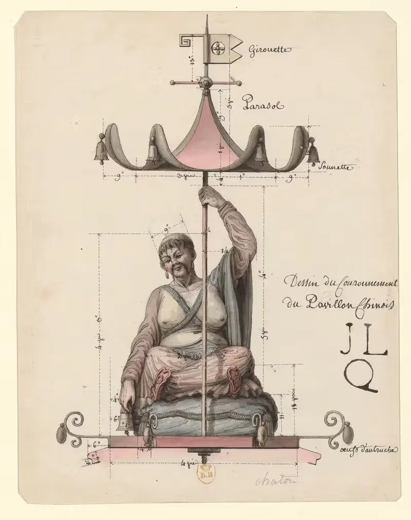 Dessin du couronnement du pavillon chinois — Jean Jacques Lequeu
