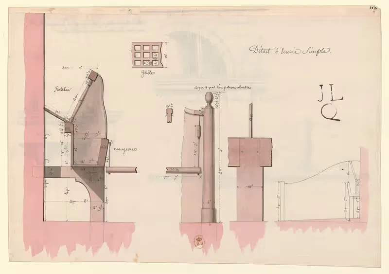 Détail d'écurie simple by Jean Jacques Lequeu, 1786 — digital art print download