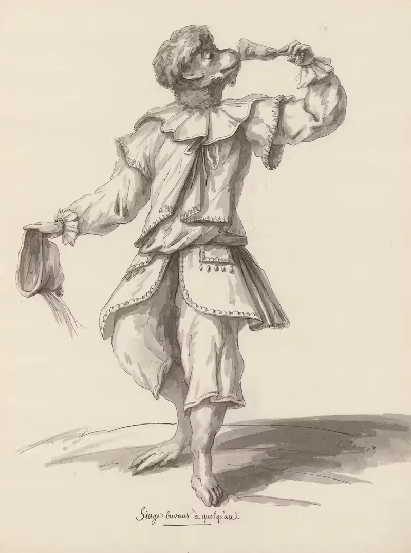 Singe buvant à quelqu'un by Jean Jacques Lequeu, 1777-1825 — digital art print download