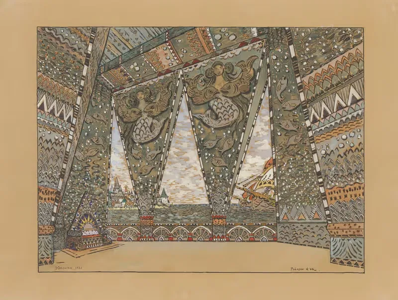 Золотая рыба – макет декора – балет — Константин Алексеевич Коровин