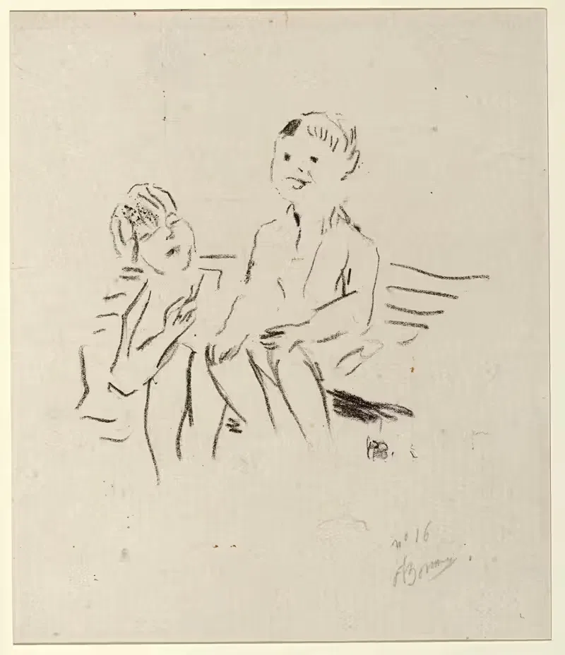 Два ребенка на скамейке by Пьер Боннар, 1945 — digital art print download