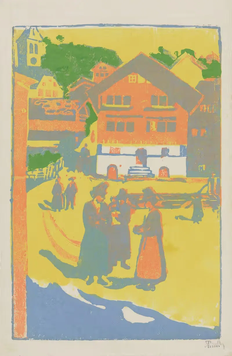 Деревенская площадь by Алиса Байи, 1906 — digital art print download