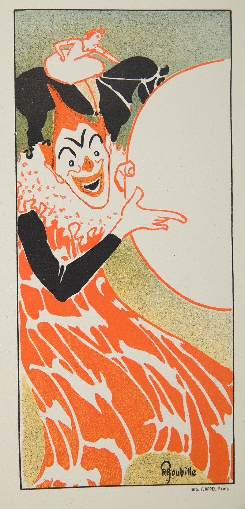 Composition with a clown from a circus program by Auguste Roubille, 1897 — digital art print download