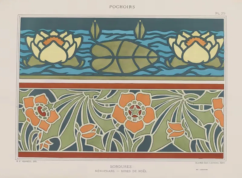 Бордюры, Нимфеи – Розы Рождества by Морис Пиллар Вернёй, 1898 — digital art print download