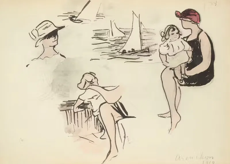 Аркашон, 1919 на пляже by Поль Гуте, 1921 — digital art print download