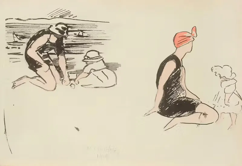 Аркашон, 1919 на пляже by Поль Гуте, 1921 — digital art print download