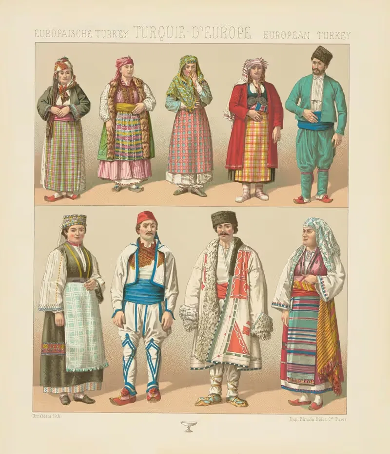 Народные костюмы by Огюст Расине, 1876-1888 — digital art print download