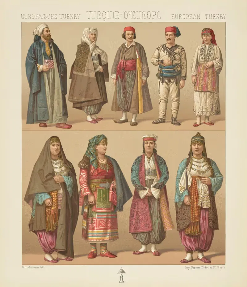 Costumes usuels by Auguste Racinet, 1876-1888 — digital art print download
