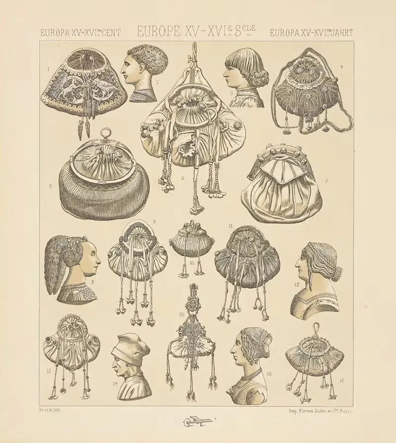 Эскарсели, сумки, итальянские головные уборы by Огюст Расине, 1876-1888 — digital art print download