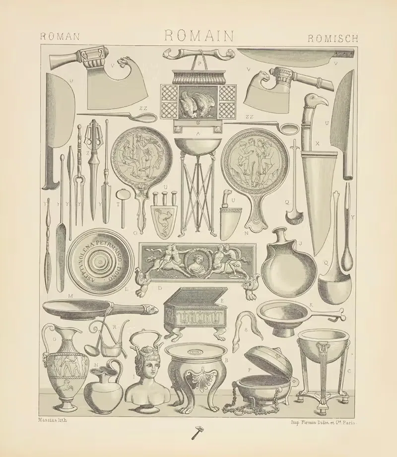 Инструменты религиозных жертвоприношений by Огюст Расине, 1876-1888 — digital art print download