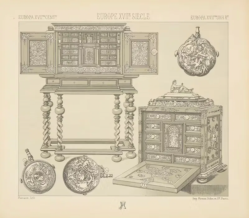Meubles – objects usuels by Auguste Racinet, 1876-1888 — digital art print download