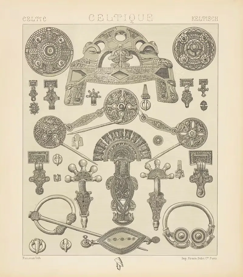 Objets usuels – agrafes et boucles – epoques du bronze et du fer — Auguste Racinet