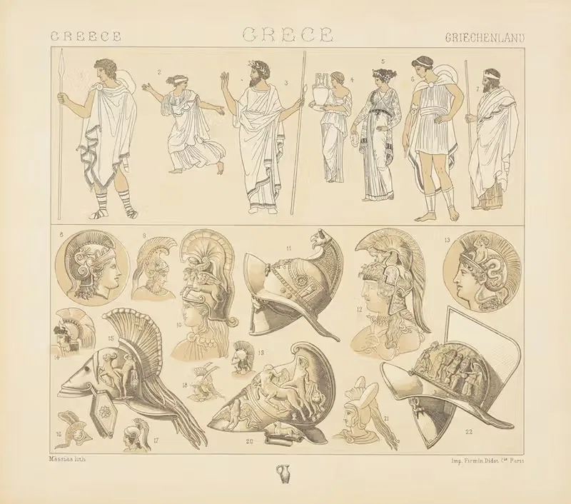 Разные одежды, шлемы by Огюст Расине, 1876-1888 — digital art print download