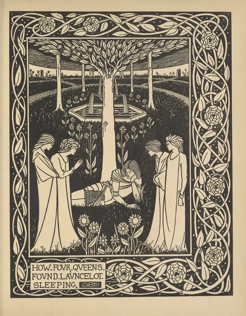 How four queens found Launcelot sleeping by Aubrey Vincent Beardsley, 1893-1894 — digital art print download