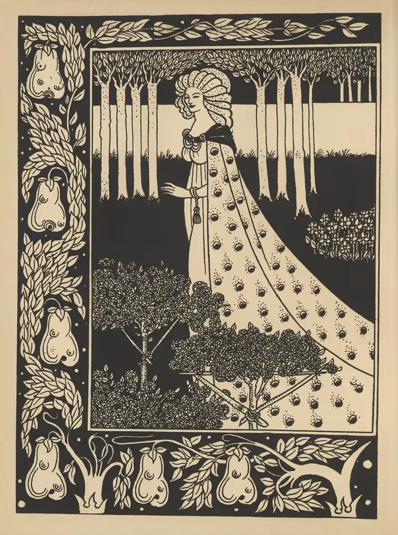 Прекрасная Изольда в радостном саду by Обри Винсент Бирдсли, 1893-1894 — digital art print download