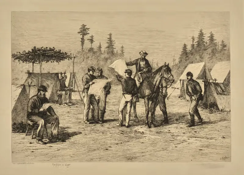 Газеты в лагере. by Эдвин Форбс, 1876 — digital art print download