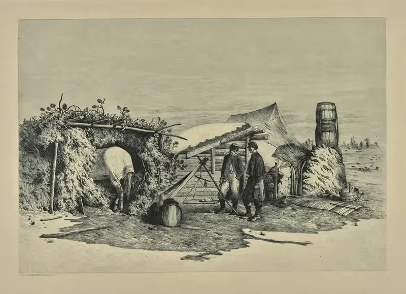 The commissary’s quarters in winter camp — Edwin Forbes