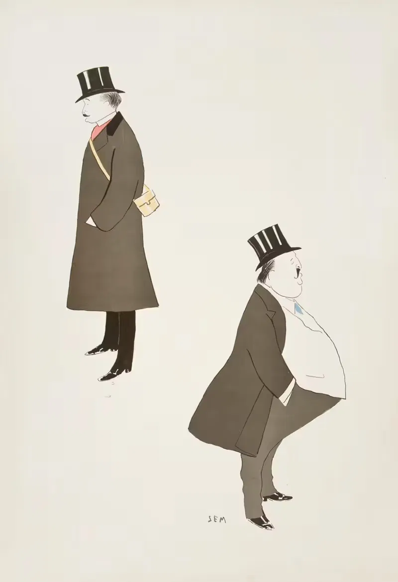 Caricature of two men. — Georges Goursat (Sem)