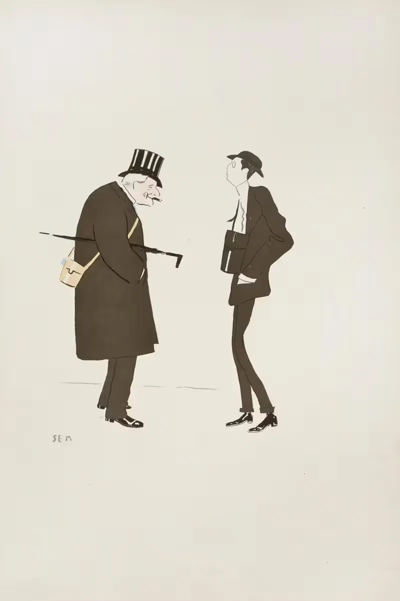 Caricature of two men — Georges Goursat (Sem)