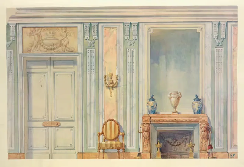 Détail d'une porte et de la cheminée…. — Georges Rémon