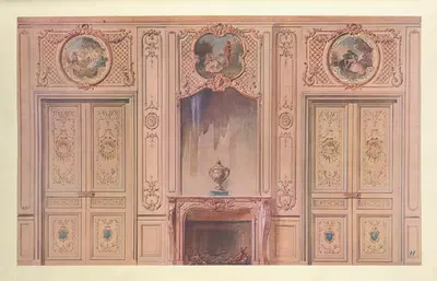 Salon peint style régence, vue géométrale. by Georges Rémon, 1907 — digital art print download