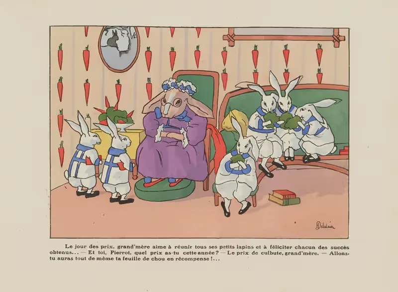 История шести маленьких кроликов пл.05 by Анриетта Делалэн, 1918 — digital art print download