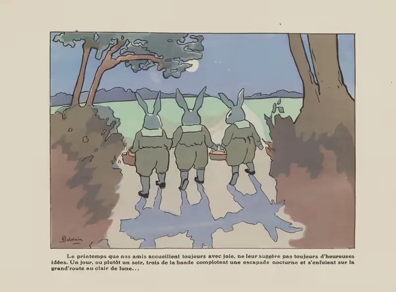 История шести маленьких кроликов Pl.07 by Анриетта Делалэн, 1918 — digital art print download