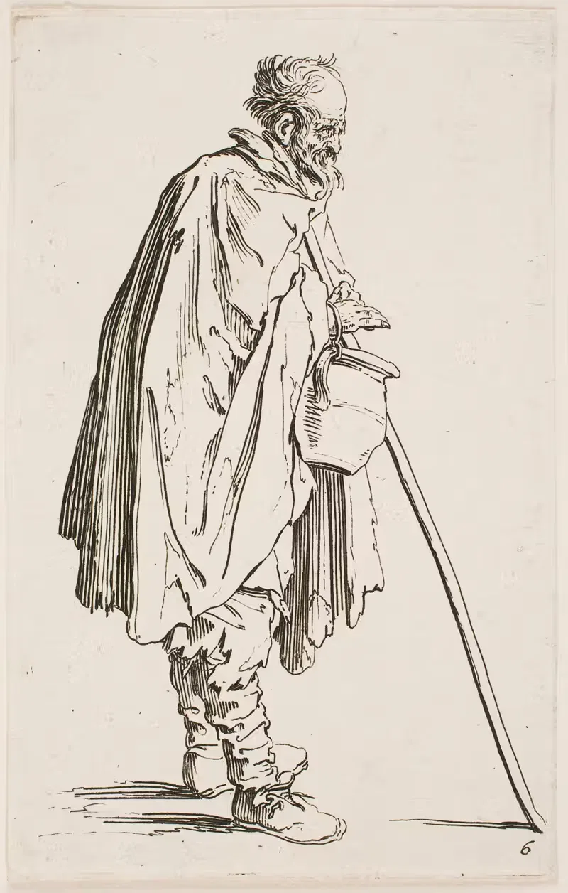 The Beggar with a Brazier by Jacques Callot, 1622 — digital art print download