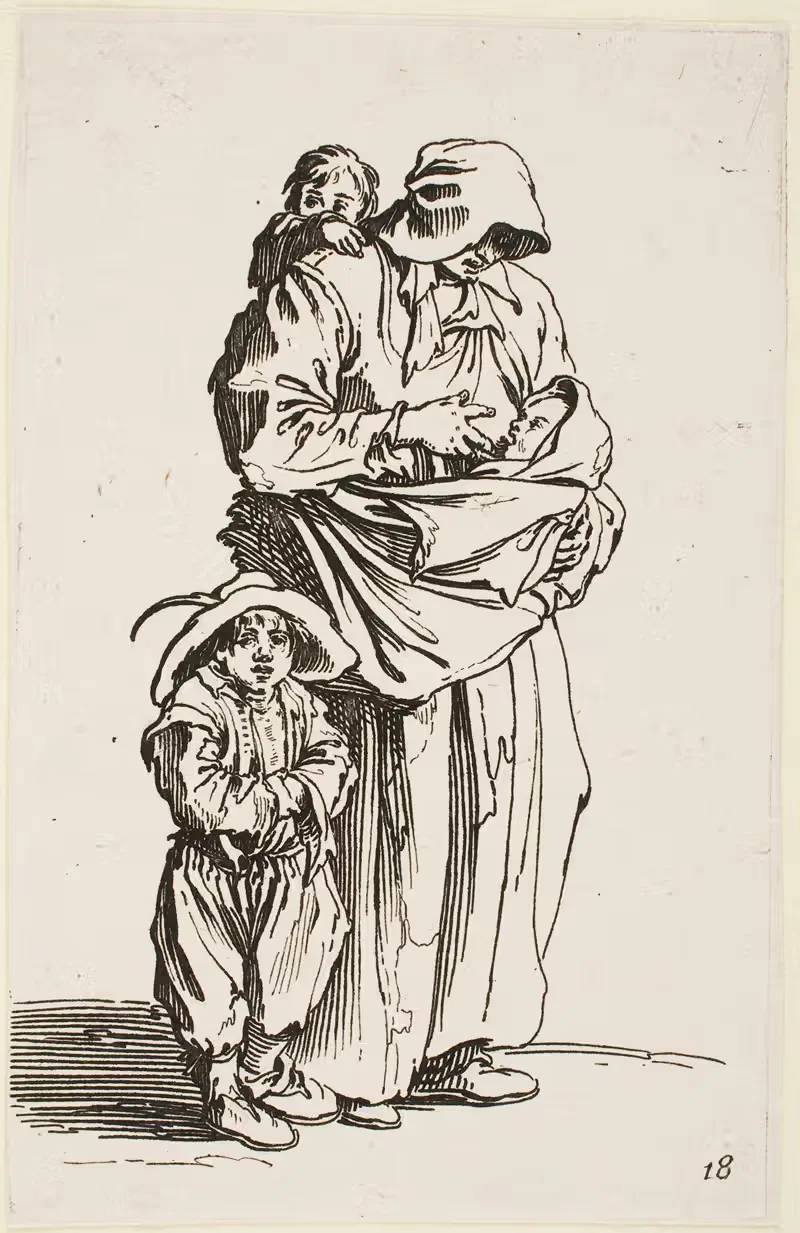 The Mother and her Three Children — Jacques Callot