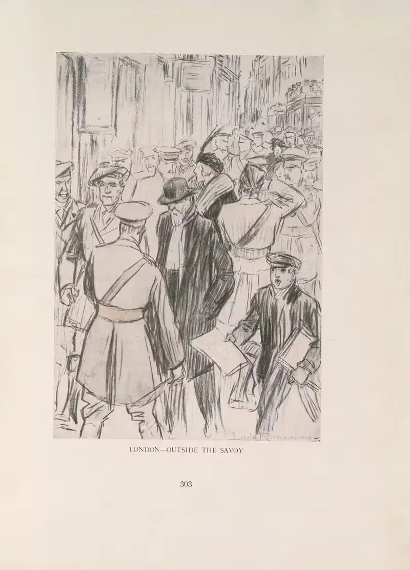 London—Outside the Savoy — Louis Raemaekers