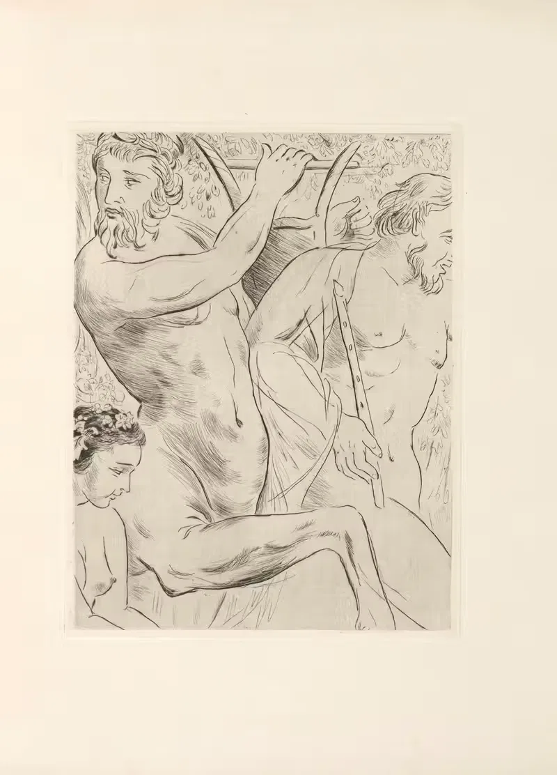 Кентавр, за которым следует Бахантка. Пл. 04 by Морис де Герин, 1945 — digital art print download